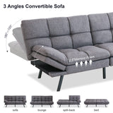 Maxspeed Futon Sofa Bed, Memory Foam Couch Convertible Loveseat, Sleeper Sofa Modern Futon Sets for Small Apartments, Compact Living Space, Office (Grey) Maxspeed