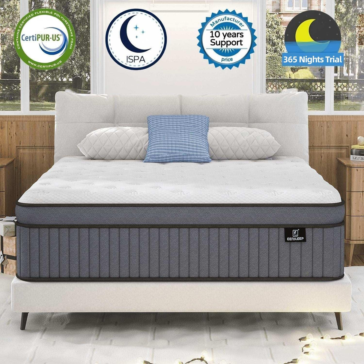 Firm King Size Mattress [Enhanced], 14 Inch King Mattress in A Box, Hybrid Mattresses with Gel Memory Foam & Independent Pocket Springs, Pressure Relief, Cooling, Additional Support, 365-Night Trial EEN EEN SLEEP