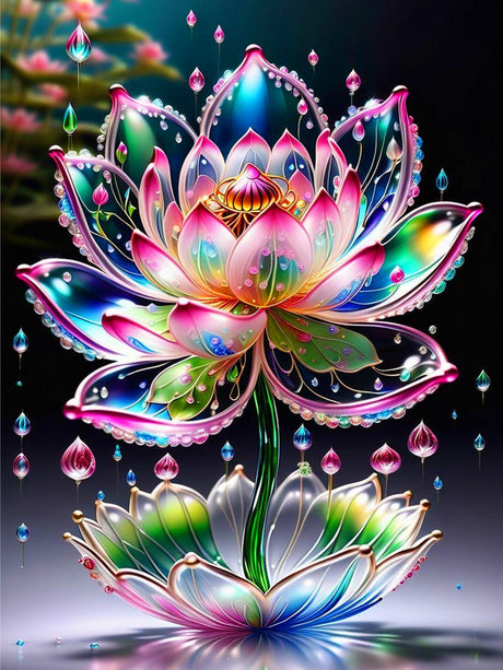 Lotus Diamond Painting Kits for Adults Beginners - Lotus Flowers Diamond Art Kits for Adults, Full Drill DIY 5D Diamond Painting Flowers Gem Art Crafts Kits for Home Wall Decor 12x16 in Meothan