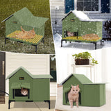 Rywell Heated Cat House for Outside Large,Super Insulated&Weatherproof,Heated Cat House for Cats, Elevated Heated Outdoor Cat House for Feral Cat with Waterproof Eaves,Timer & Temp Adjustable Rywell