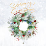 Christmas Wreath for Front Door 24inch - Light Up Artificial Christmas Wreath, Lighted Christmas Wreaths Battery Operated, with Bells and Wreath Hanger, for Front Door Wall Windows Xmas Decoration HOYECHI