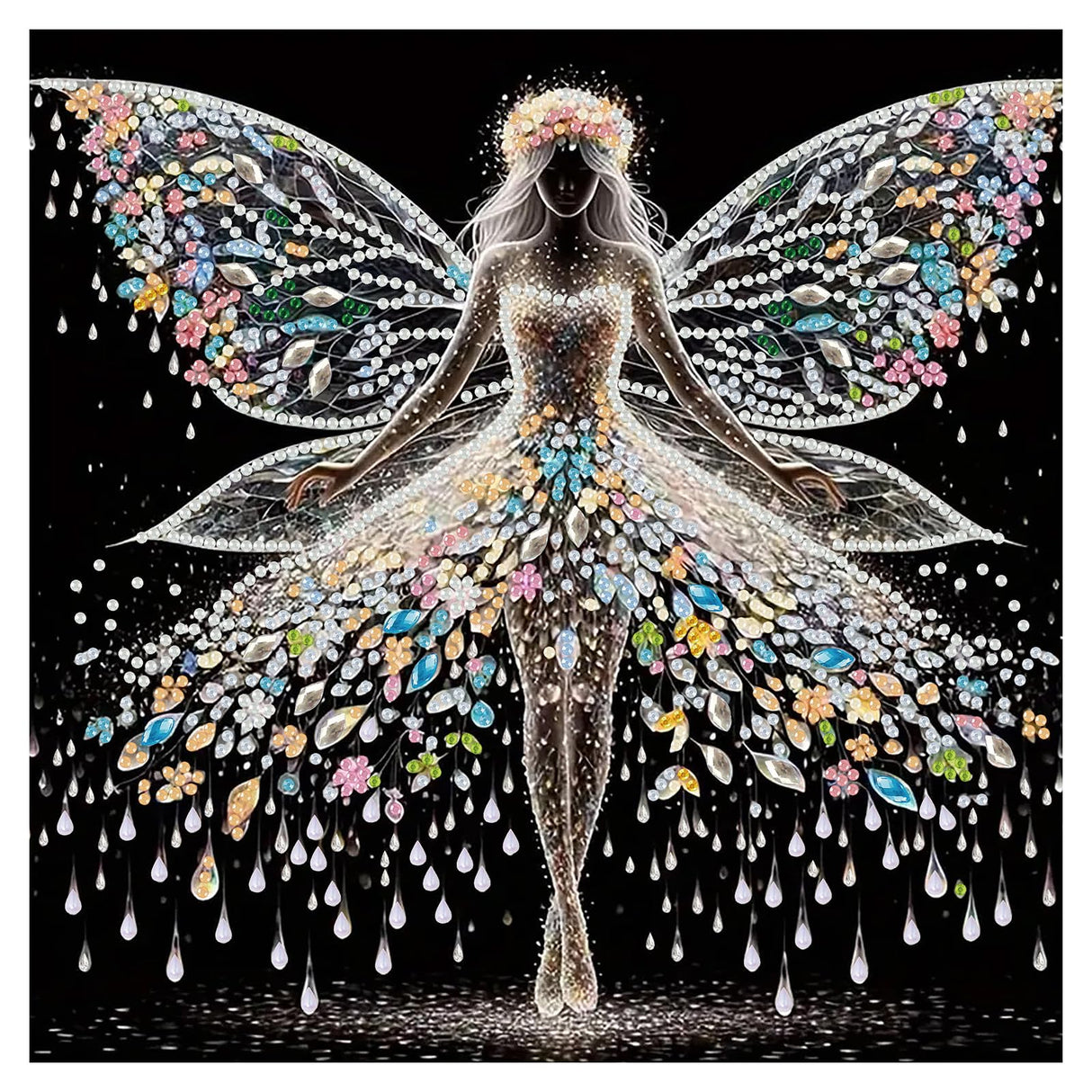 Ceiomez Fairy Diamond Painting Kit for Adults, Butterfly Fairy Diamond Art Kits, DIY Special Shape Crystal Rhinestones Diamonds Gem Art Kits for Adults for Home Decoration Gifts 12x12inch Ceiomez