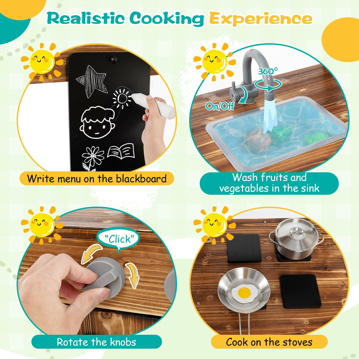 Costzon Mud Kitchen, Outdoor Play Kitchen with Canopy, Chalkboard, Stoves, Removable Sink, Cooking Accessories and Storage, Wooden Kids Kitchen Playset, Mud Kitchen for Kids Outdoor Costzon