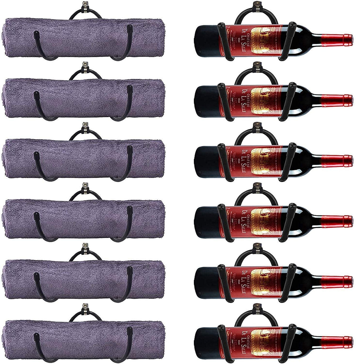 Pmsanzay Wall Mounted Wine Rack Wine Bottle Rack Holder Storage Organizer with Rubber Protection（No Scratches）- Home & Kitchen Décor - Pack of 6 Pmsanzay