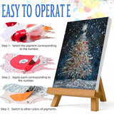 Paint by Numbers Kit for Adults Beginner,Christmas Tree Easy Paint by Number Kits on Canvas Without Framed,DIY Acrylic Oil Painting Adults Paint by Numbers Kits Winter for Home Wall Decor 12x16 Inch. JYXSJYYD