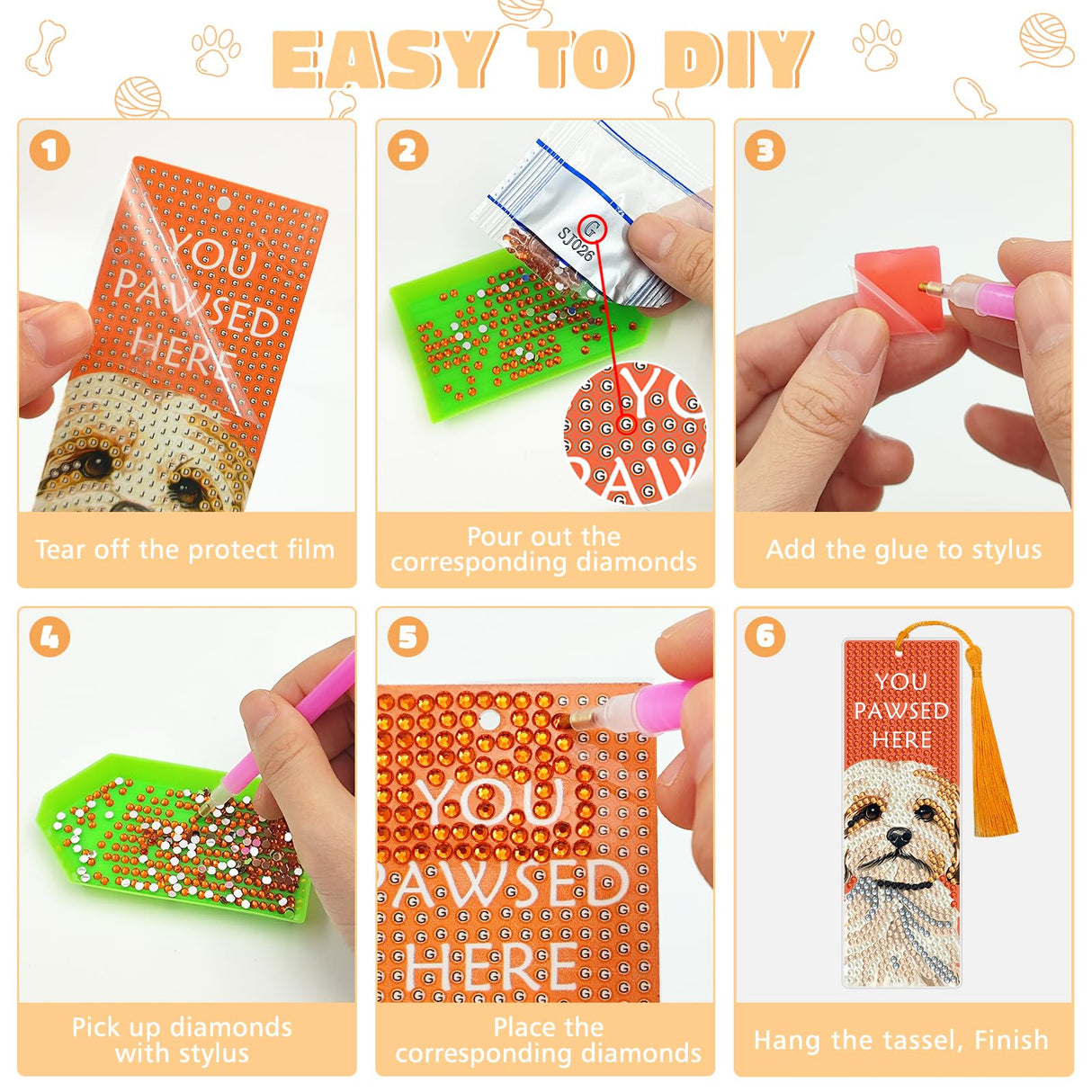 6 PCS Diamond Art Kits Bookmarks Diamond Painting Bookmark, 5D DIY Book Marks Dimond Art Paintings Gem Art, Acrylic Bookmarks with Tassels,Arts and Crafts for Adults Reading Gifts for Book Lovers NANZHOO