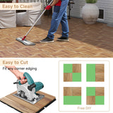 Rovibek 10PCS Deck Tiles, 12" x 12" Interlocking Deck Tiles Outdoor Waterproof, Acacia Wood Outdoor Deck Tiles All Weather for Balcony Poolside Backyard Outdoor Patio Flooring, Striped Yellow Rovibek