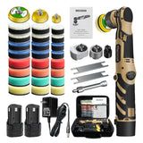Blycorul Cordless Mini Polisher,1/1.5/2Inch Micro Polisher,DA&RO Cordless Polisher with 11 Variable Speed 2500-6000 RPM,2 * 2.0Ah Rechargeable Batteries,Polisher for Car Detailing,Polishing,Cleaning Blycorul