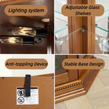 Trygoal 70" H Lighted Corner Display Cabinet, Wooden Storage Display Case with Tempered Glass Doors, Accent Cabinet with Adjustable Shelves for Living Room, Oak Trygoal