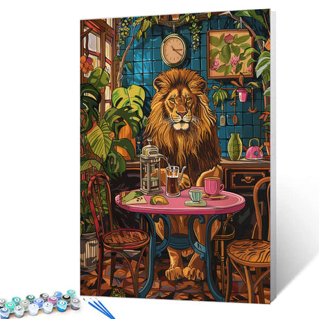 Wildlife Lion Paint by Numbers Kits Children,Jungle Green Leaves Paint by Numbers Boho Bohemia Painting Kits on Canvas for Home Wall Decor Without Framed 16''W x 20''H Aihonmin
