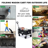 KOMSURF Foldable Utility Wagons Heavy Duty Folding Grocery Cart on Wheels, 200 lbs Capacity with Side Pockets for Garden, Shopping, Sporting and Beach Outdoor Use KOMSURF