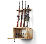 Emfogo Gun Rack Wall Mount, Wooden Rifle Racks with Gun Rack for Wall, Gun Display Racks for Indoor Firearms Storage, Holds up to 4 Long Guns and 6 Handguns, Gifts for Husband, Dad Emfogo