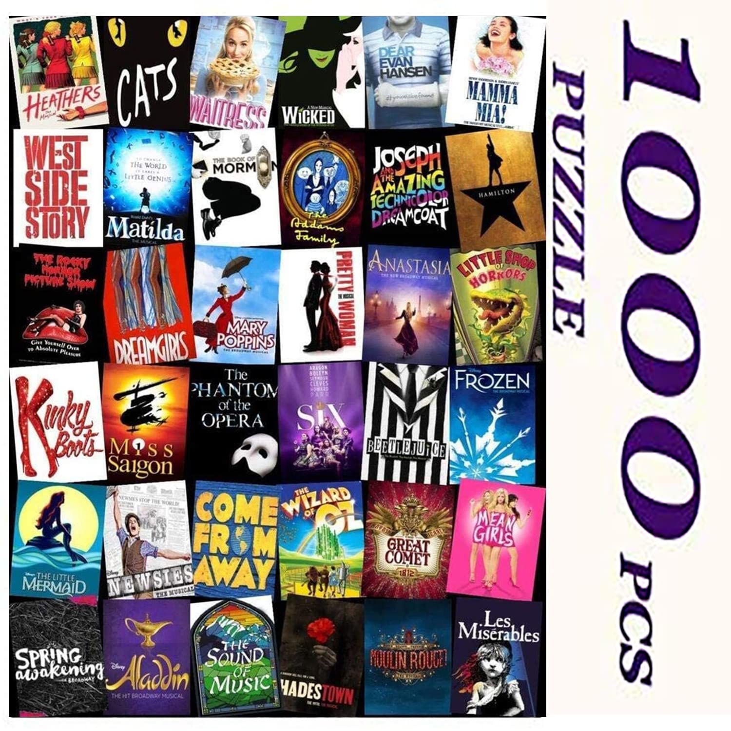 QISHOP 1000 Pieces Jigsaw Puzzles for Adults, Broadway Musical Theater ...
