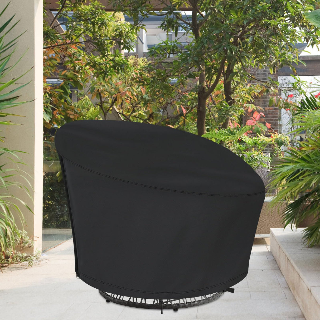 Iptienda Papasan Chair Cover, 40inch Waterproof Egg Chair Cover with Zipper for Wicker Oversized Papasan Chair/Bowl Chair, Black-40"W x 40"D x 36"H Iptienda