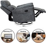ANJ Swivel Rocker Recliner Chair, Manual Fabric Glider Nursery Recliner Chair, Single Rocking Modern Sofa Home Theater Seating for Living Room, Nursery (Dark Gray) ANJ