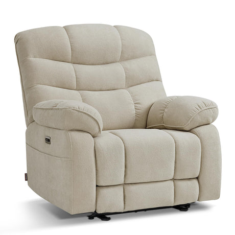 MCombo Oversized Power Recliner Chair for Big People, Zero Gravity Power Recliner Chair, USB & Type C Charge Ports, FSC Certified, for Living Room, Office, Fabric PR677 (Beige) MCombo