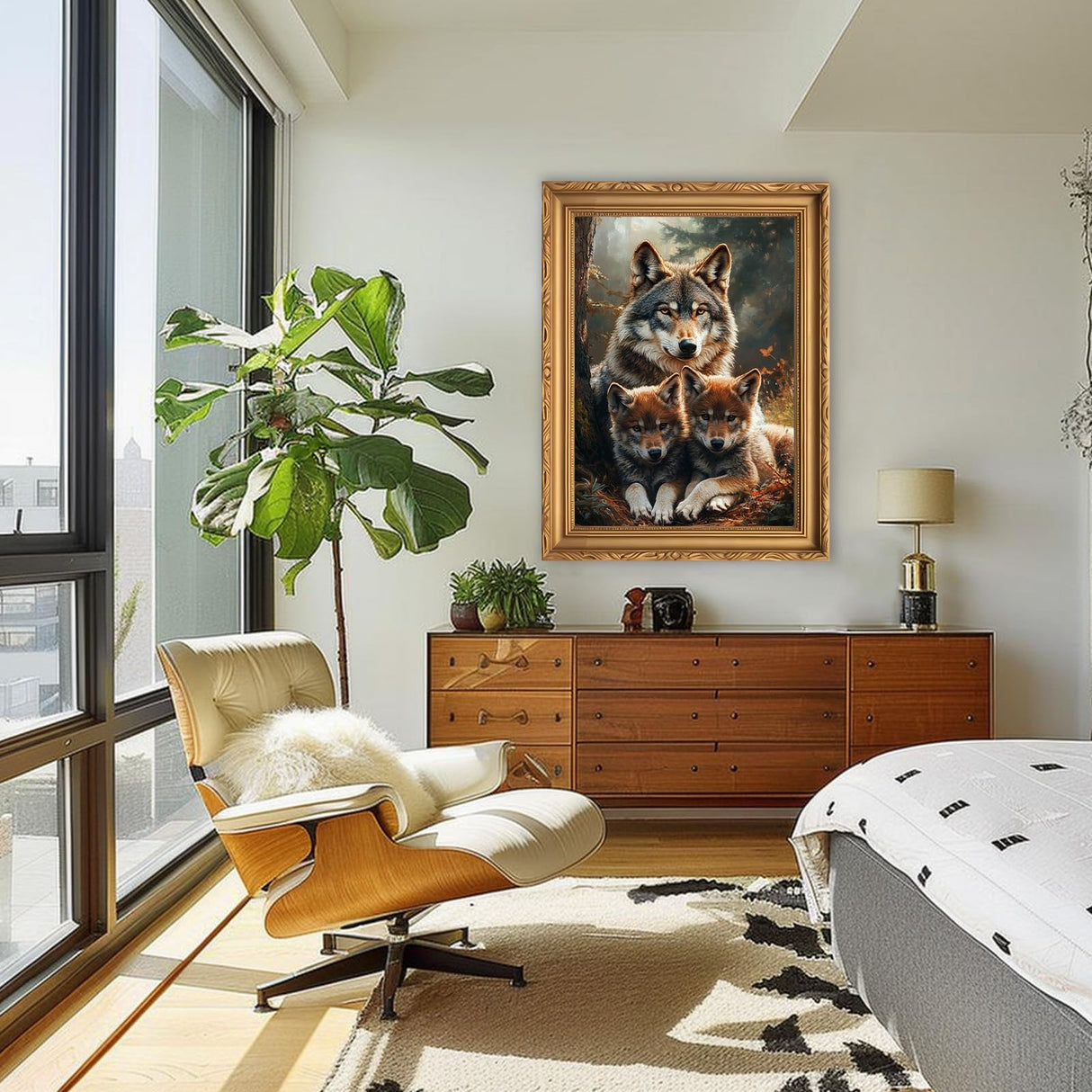 RICUVED Wolf Diamond Painting Kits for Adults, 5D Animal Diamond Painting Diamond Art Kits for Beginners, Full Drill Diamond Art Diamond Gem Wolf Family Diamond Painting Kits for Home Decor 12x16Inch RICUVED