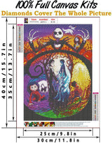 DIY Diamond Painting Jack and Sally Halloween 12x16Inch, Full Round Drill Kits Nightmare Before Christmas Cross Stitch Mosaic Art for Adults Relax & Home Wall Decor Festival Gift Bysincy