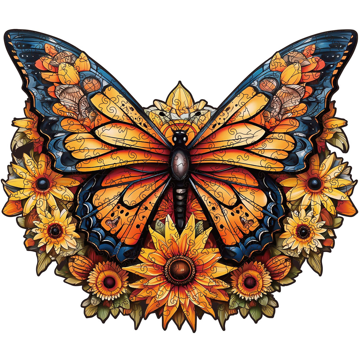 Wooden Puzzles for Adults - 200 Pieces Butterfly Unique Shaped Wooden Jigsaw Puzzles for Adults, Medium Size 10'' x 12'' Adult Wood Puzzles for Family Friend Game Offito