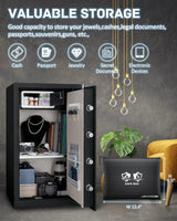 JINXNOBI Extra Large Safe Box with Big Fireproof Waterproof Document Bag,6.05 Cubic Feet Home Safe Lock Box,33.5in Security Vault with Electronic Keypad Digital Lock,for Home Office Hotel,83.5lbs JINXNOBI