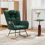 Rocking Chair Nursery Teddy, Upholstered Baby Fluffy Glider Rocker for Adults Small Spaces Indoor, Nursing Chairs for Living Room, Bedroom, Classroom(DarkGreen) GarveeHome
