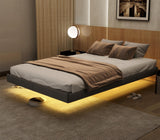 Floating Full Size Bed Frame with LED Lights, Remote Control RGB, and Under Bed Storage by RVONOW RVONOW