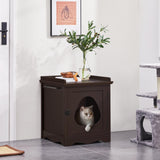 Yaheetech Cat Litter Box Enclosure, Hidden Cat Litter Box Furniture with Side Towel Bar, Wooden Cat Washroom, Storage Cabinet, Indoor Pet House, Side Table Nightstand, Espresso Yaheetech
