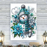 Christmas Diamond Art Kits for Adults, Flowers Snowman with Hat Scarf DIY 5D Round Full Drill Gem Art Kits for Beginner, Winter Diamond Painting Kit for Home Wall Decor 12x16 Inch eniref