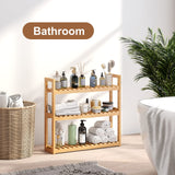 FILWH Bamboo Organizer Rack - Adjustable 3-Tier Storage Shelf, Wall Mounted or Over The Toilet, Living Room, Kitchen (Natural) FILWH