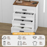 GEPELCN Farmhouse 4 Drawers Dresser for Bedroom Rustic Chest of Drawers with Natural Texture White Drawers Organizer for Living Room Hallway GEPELCN