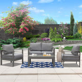 Wisteria Lane Outdoor Patio Furniture Set, 4 Pieces Aluminum Sectional Sofa, Metal Patio Conversation Set with Loveseat, 5 Inch Grey Cushion and Coffee Table (Dark Grey & Grey) Wisteria Lane