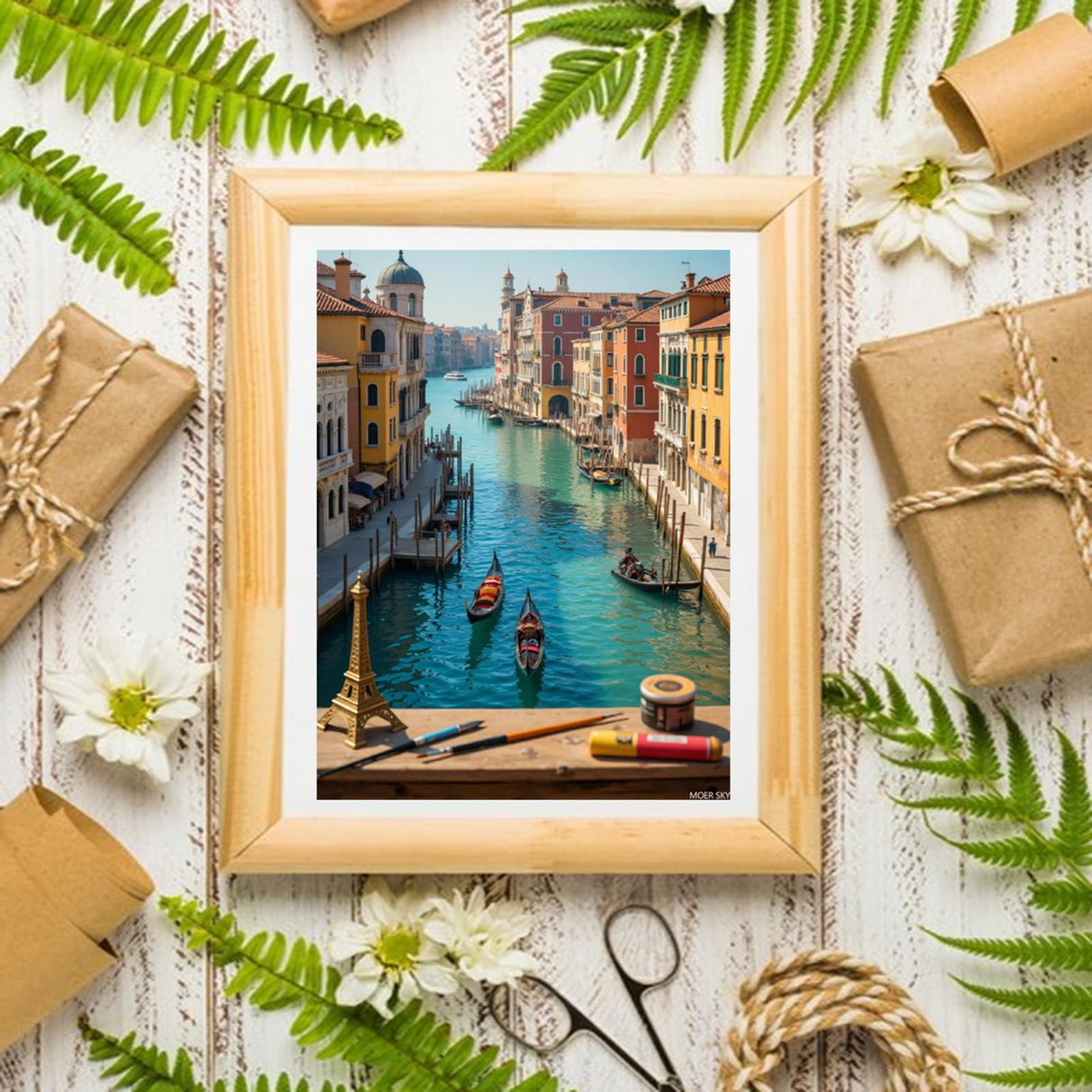 MOER SKY Venice Canal Gondolas Scenic Vibrant Diamond Art Kits for Adults DIY 5D Full Drill Diamond Painting Kits for Adults Beginner, Frameless Diamond Painting Craft for Home Wall Decor 12x16 inch MOER SKY