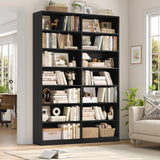 FACBOTALL 83.6" Tall Bookshelf and Bookcase, 7-Tier Extra Large Bookshelf with Double Storage, 14 Open Display Shelves for Home Office, Study and Living Room, Black FACBOTALL