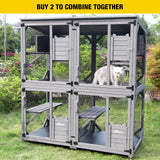 Aivituvin Cat House Outdoor Catio Cat Enclosures on Wheels70.9 Kitty House with Upgraded Resting Box,Waterproof Roof Aivituvin