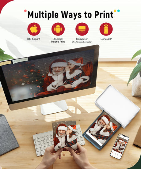 Liene 4x6'' Photo Printer, Wi-Fi, 20 Sheets, Full-Color, Instant Printer for iPhone, Android, Smartphone, Thermal dye Sublimation for Home Use Liene