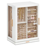 Glimmloop 360° Rotating Jewelry Box with 7 Drawers, Spacious Vertical Jewelry Organizer with Glass Window, Jewelry Storage Case, Dustproof & Moisture-resistant Design, White Glimmloop