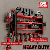 NattyDot Power Tool Organizer Wall Mount with Charging Station 4 Layer 6 Slot Cordless Drill Holder with Angle Grinder Holder (Red) NattyDot