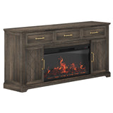BELLEZE 68 Inch Farmhouse TV Stand with 36" Electric Fireplace with Sound, Entertainment Center with Storage Cabinets & 3 Drawers for TVs up to 75", Media Console for Living Room & Bedroom (Brown) BELLEZE