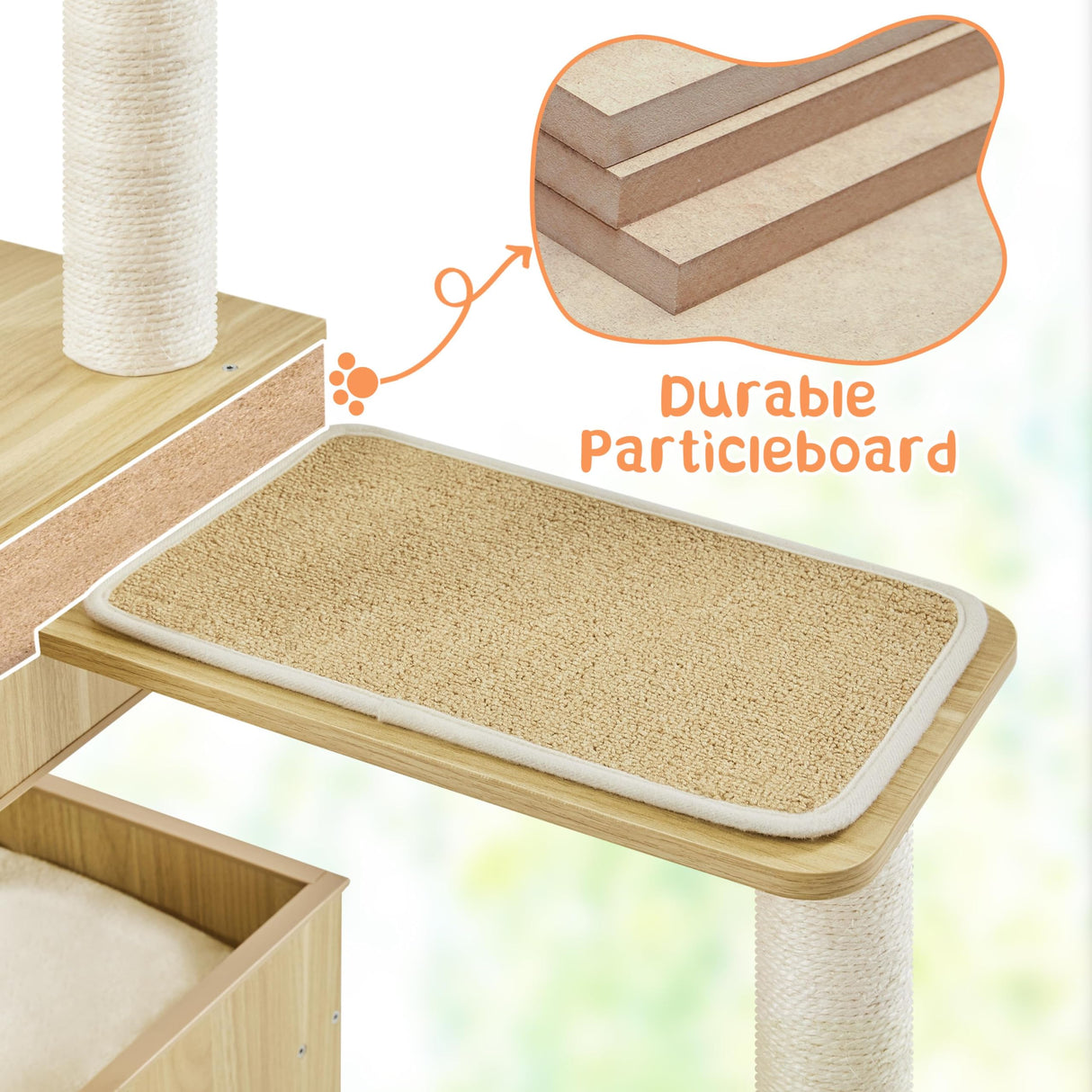 Yaheetech Wooden Cat Tree, 53in Modern Cat Tower for Indoor Cats with Scratching Posts Washable Detachable Cushion, Clear Bowl & Teasing Balls, Multi-Level Heavy Duty Cat Condo Furniture for Large Cat Yaheetech