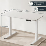 FLEXISPOT EN2 Electric Height Adjustable Standing Desk 48x24'' Whole-Piece Desktop Sit Stand Up Computer Desk Workstation with Desk Clamp Power Strip, Cable Management (White Frame + 48" White Top) FLEXISPOT