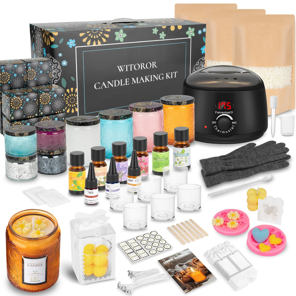 WITOROR Candle Making Kit, Scented Candles Making Kit Supplies with Digital Soy Wax Melt Warmer Candle Making Complete Kit for Adults Beginners DIY Starters WITOROR