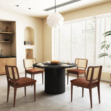 47 Inch Round Dining Table, Farmhouse Fluted Dining Kitchen Table, Modern Wood Small Circle Dining Table for Kitchen Living Room, Black PHOYAL