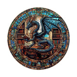 Wooden Puzzles for Adults - Dragon's Library Wooden Jigsaw Puzzles for Adults 200 Pieces, Unique Shape Wooden Dragon Puzzle, Wood Puzzles Adult, Gifts for Friends, Family, Home Decor (M-11.4*11.4 In) Pijesaksa