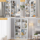 Thacuok 75" Tall Bookshelf & Bookcase, 6-Tier Adjustable Storage Shelves, Book Shelf with Anti-Tipping Device, Floor Standing Modern Display Rack for Living Room, Bedroom, Office, White Thacuok