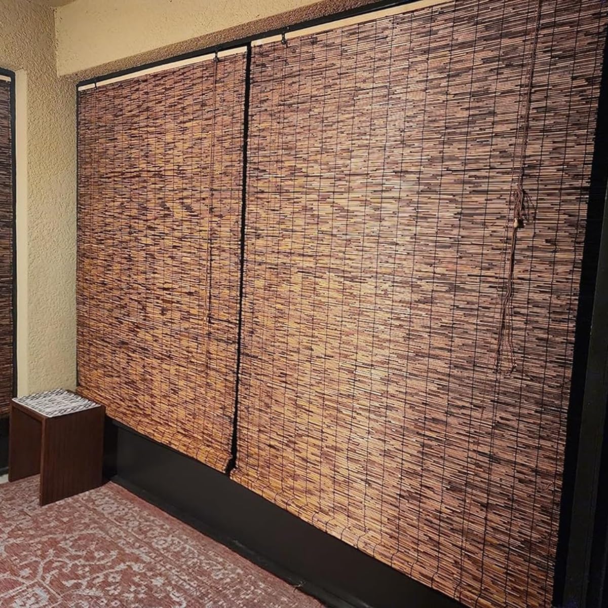 Made Natural Bamboo Roller Blinds Cordless Bamboo Blinds 25" 26" 27" 28" 31" 32" 33" 34" 35" 36" 40" 41" 42" 43" 44" 45" 46" 47" 49" 50" 56" 57" 72" Retro Outdoor Bamboo Shades for patios(Size:28" W x Generic