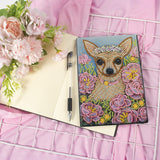 DIY 5D Diamond Art Painting Notebook Kits Dog Chihuahua Leather Cover Special Shaped Journal Sketchbook Crystal Diamond Art Hardcover Dairy Book Festival Birthday Gift 8.26x5.9IN Generic