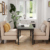 Andeworld Modern Loveseat Settee Button Tufted Sofa Couch Upholstered Banquette Dining Bench High Back Living Room Funiture,Khaki Andeworld