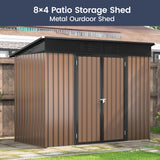 UDPATIO Outdoor Storage Shed 8x4 FT, Outside Sheds & Outdoor Storage Metal Galvanized Steel Yard, Patio, Lawn, Tool Shed with Lockable Door for Can, Bike, Lawnmower, Generator,Brown UDPATIO