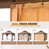 EROMMY 12'x12' Hardtop Gazebo Galvanized Steel Outdoor Gazebo Canopy Double Vented Roof Pergolas Aluminum Frame with Netting and Curtains for Garden,Patio,Lawns,Parties EROMMY