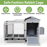 COZIWOW 39inches Fashion Wood Rabbit Hutch Indoor，Wide Space Small Animal Houses Habitats with Removable Tray&Safety Lock，Bunny Cage with Waterproof Roof&Solar Panels (Grey) COZIWOW